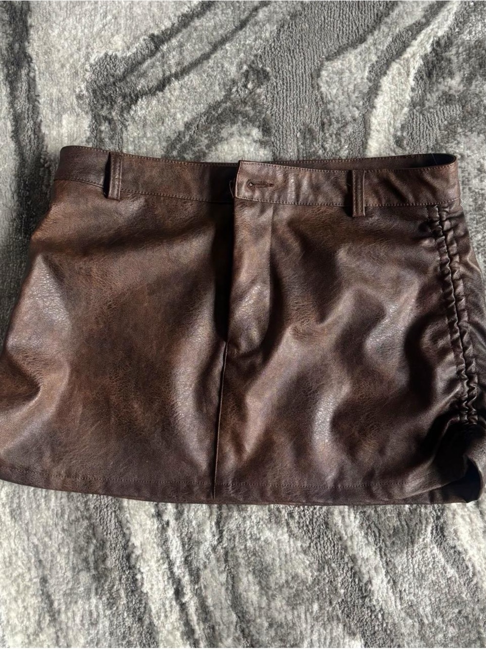 Brown Faux Leather Mini Skirt